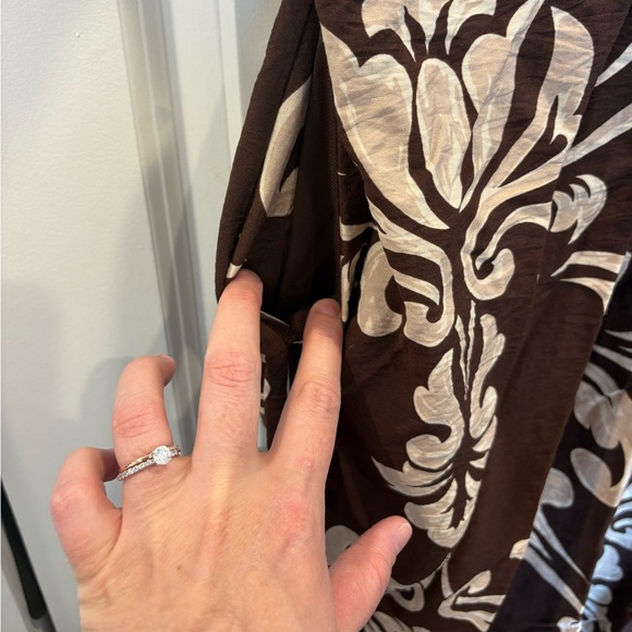 Abercrombie & Fitch Brown, Tan, & Cream Side Cutout Maxi Dress with Pockets XL - Picture 4 of 7